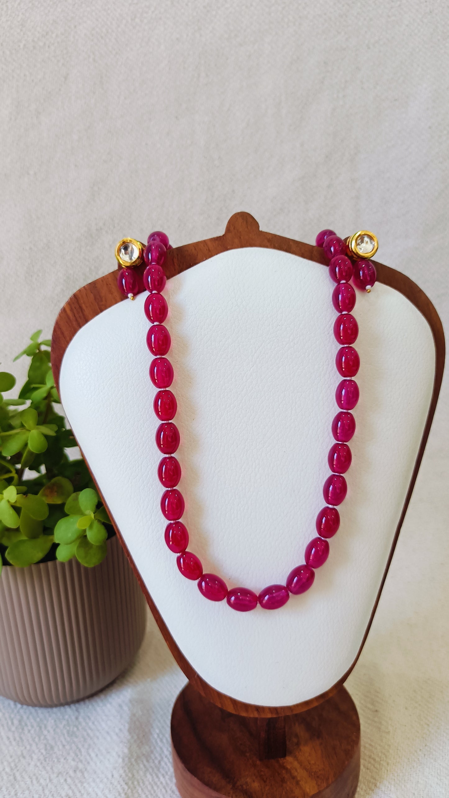 Bold Maroon Bead Necklace & Earring Set