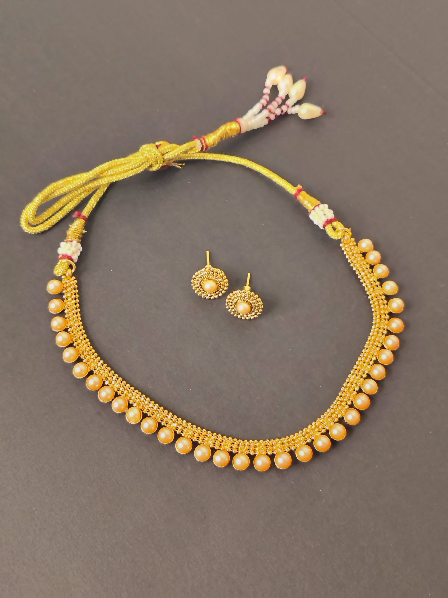 Golden Filigree & Choker Set Matching Earrings DB00297