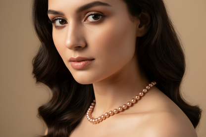 Elegant Mint light Brown Pearl Necklace