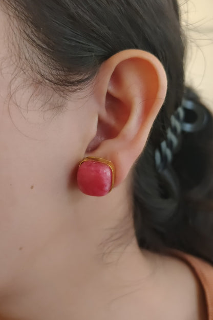 Ruby Flush Square Studs