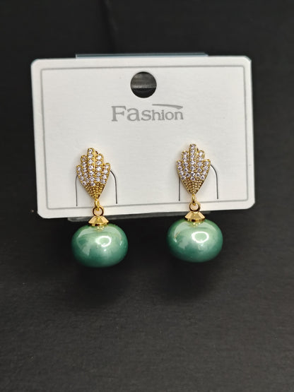Mint Green Pearl Earrings