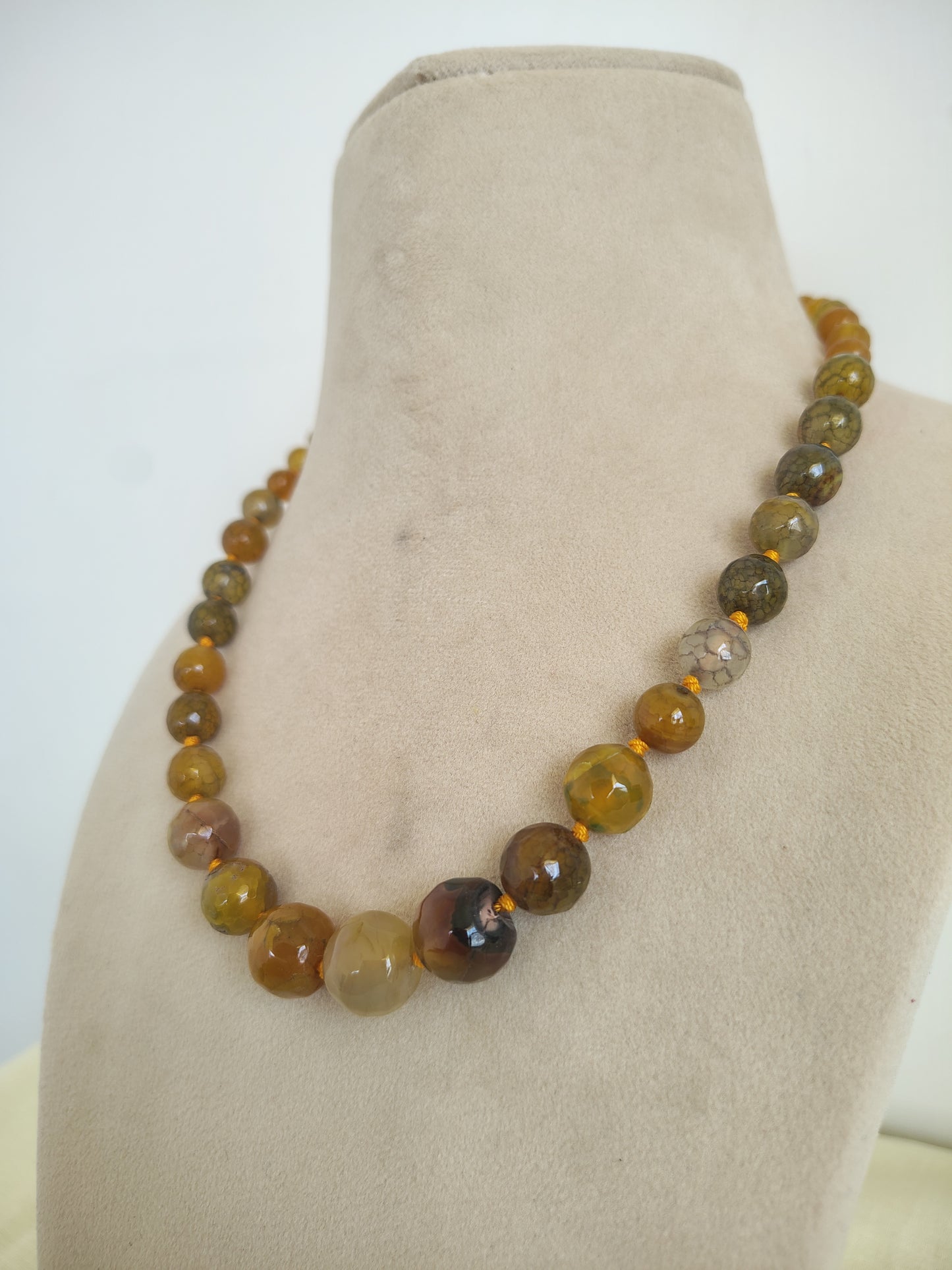 Earthtone  Orange Dragon Vein Agate Beaded Necklace