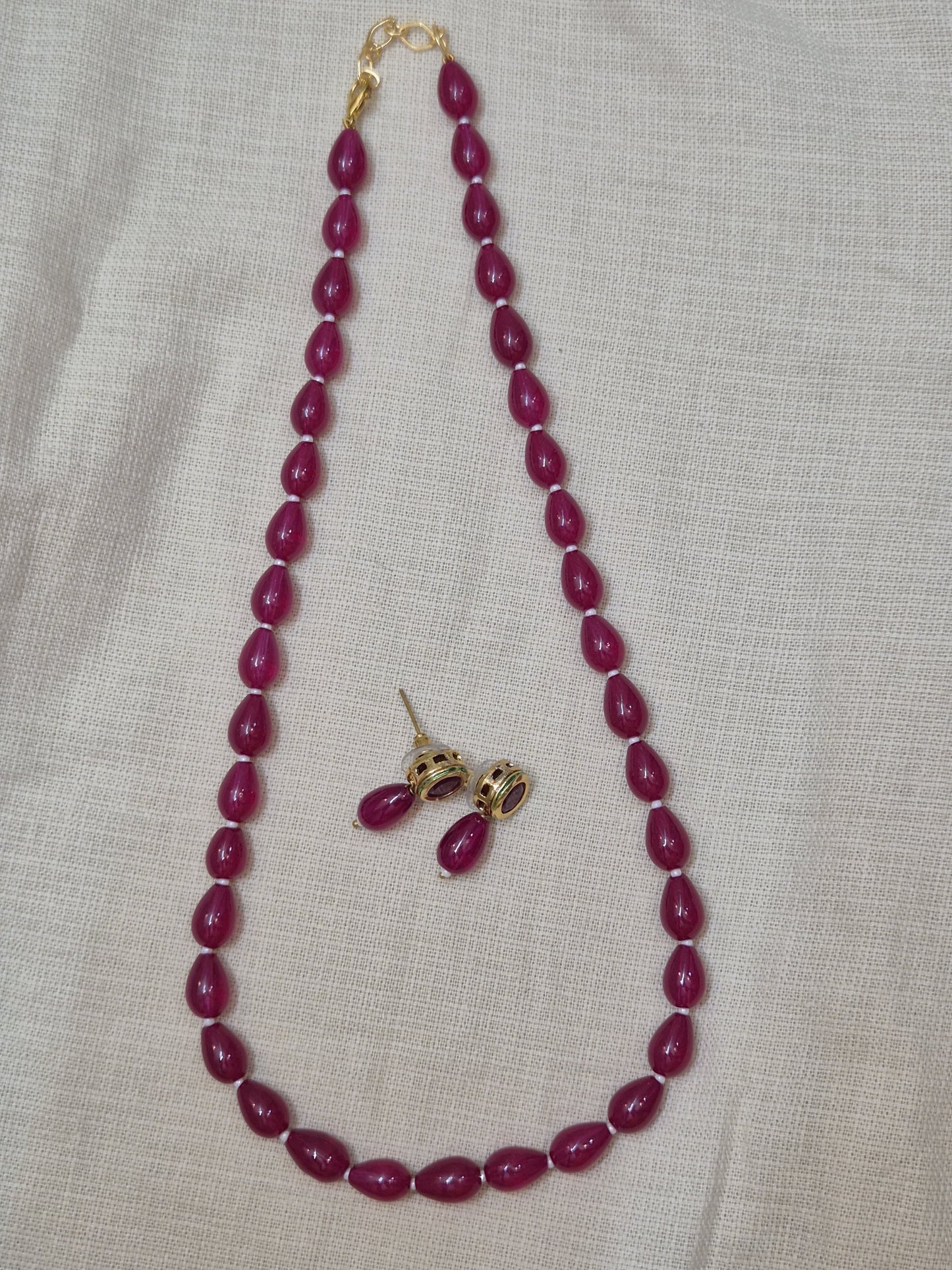 Bold Maroon Bead Necklace & Earring Set