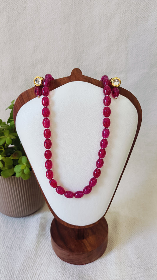 Bold Maroon Bead Necklace & Earring Set