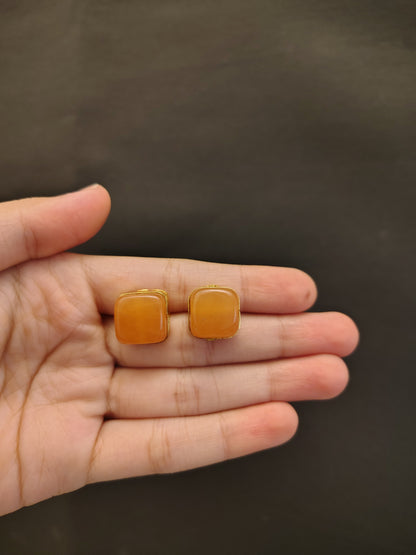 Orange Square Studs