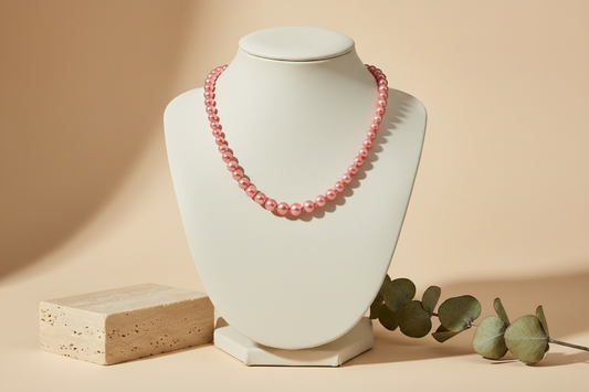 Elegant Mint Pink Pearl Necklace
