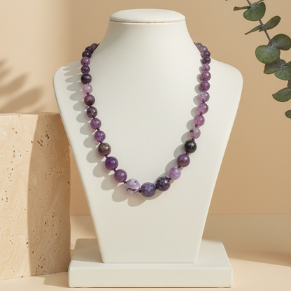 Earthtone Purple Dragon Vein Agate Beaded Necklace