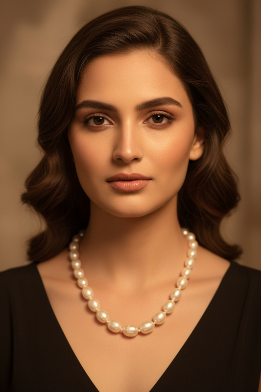 Elegant Mint light Brown Pearl Necklace