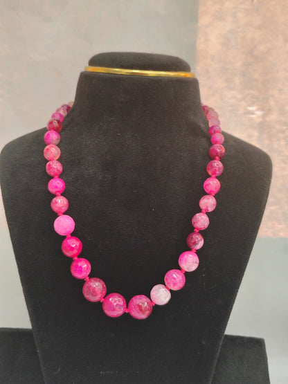Earthtone Pink Dragon Vein Agate Beaded Necklace