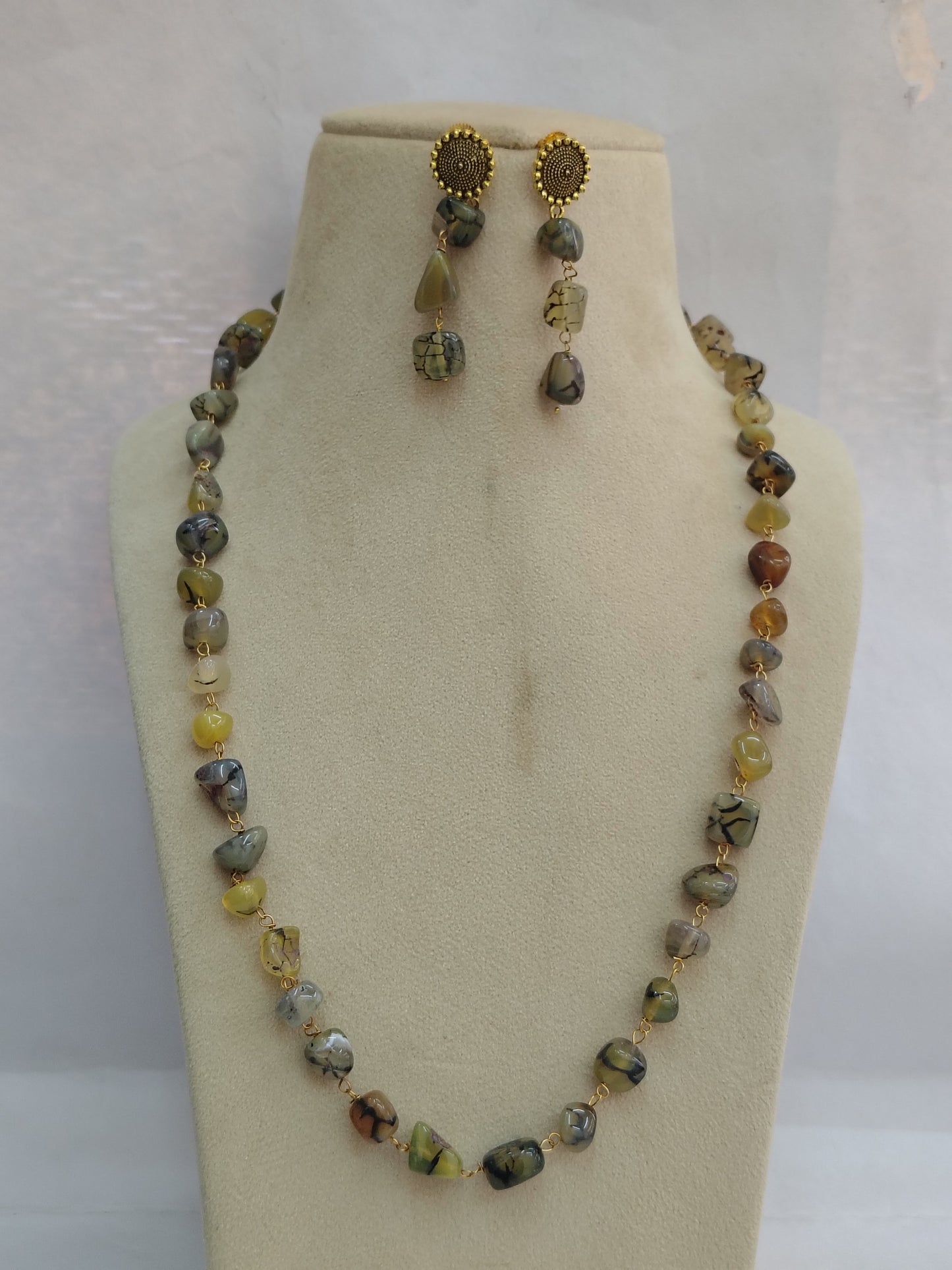 Multi colour Stone Look Necklace & Earring Set