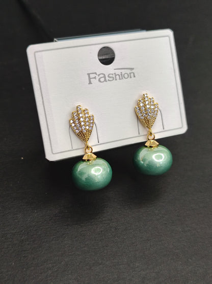 Mint Green Pearl Earrings