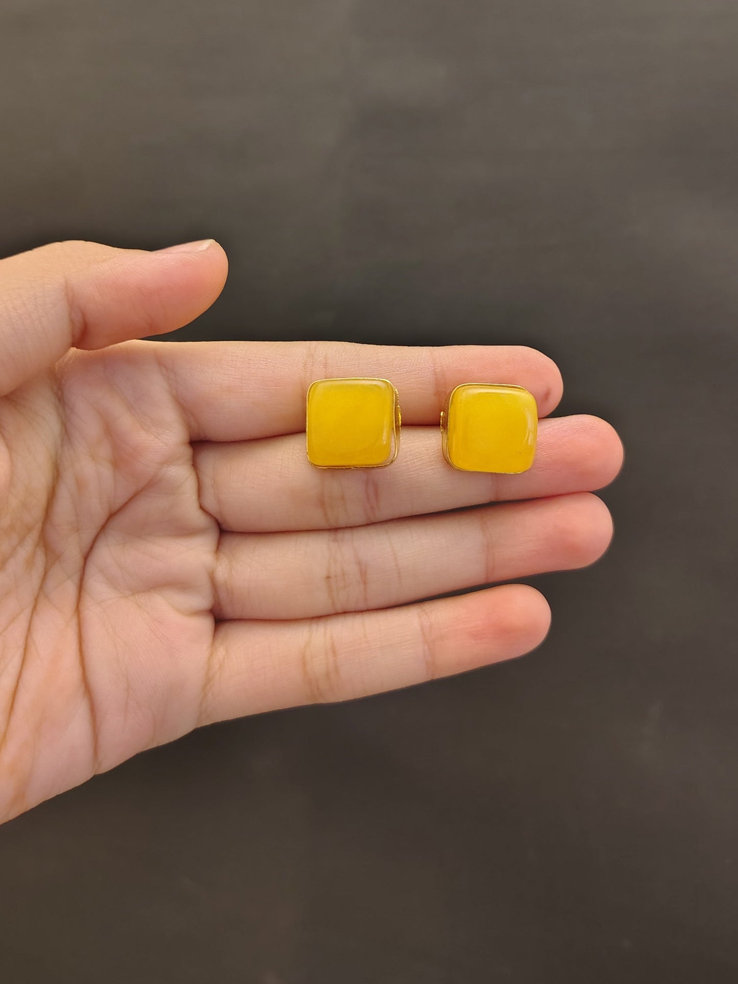 Amber Honey Square Studs