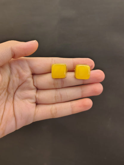 Amber Honey Square Studs