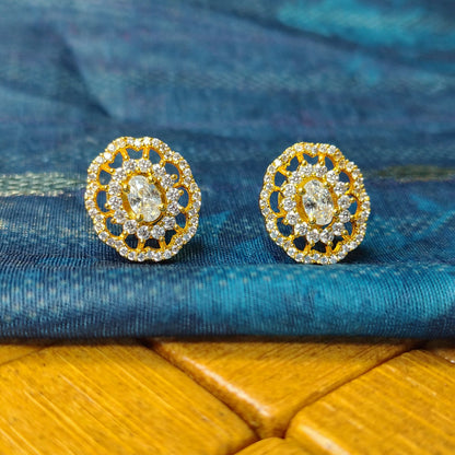 Gold Plated Round Stud Earrings DB00072