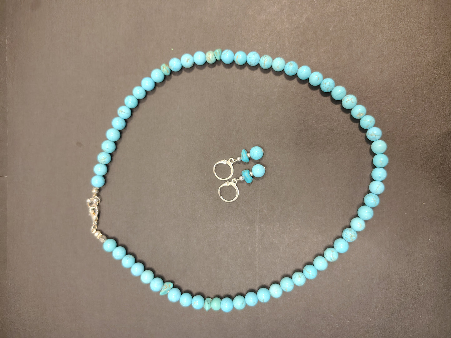 Blue Stone Pearl With Earrings