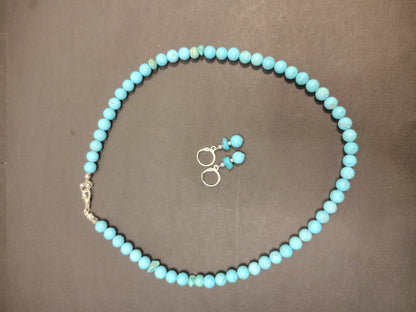 Blue Stone Pearl With Earrings