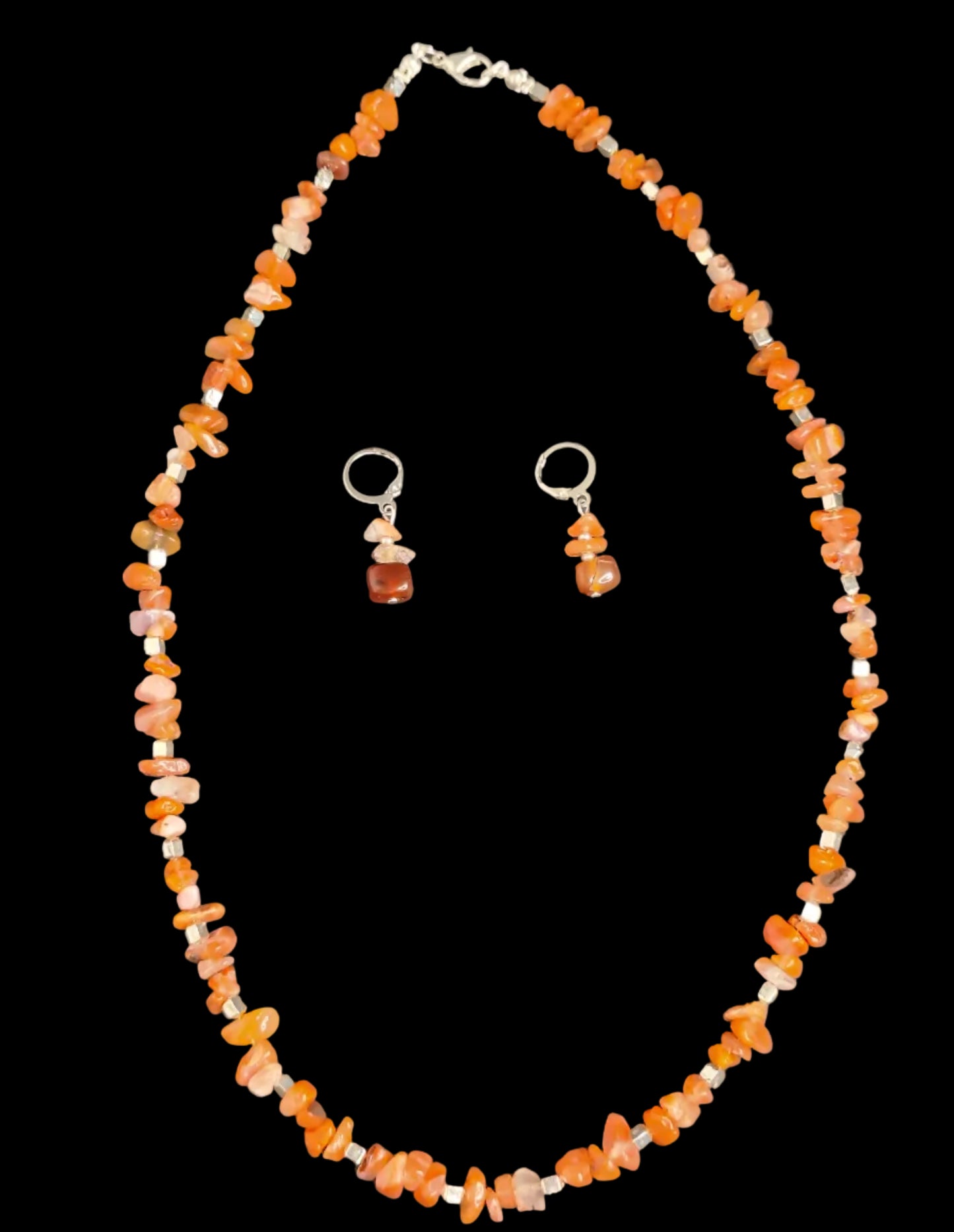 Orange Stone & Necklace With Earrings