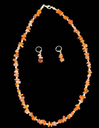Orange Stone & Necklace With Earrings