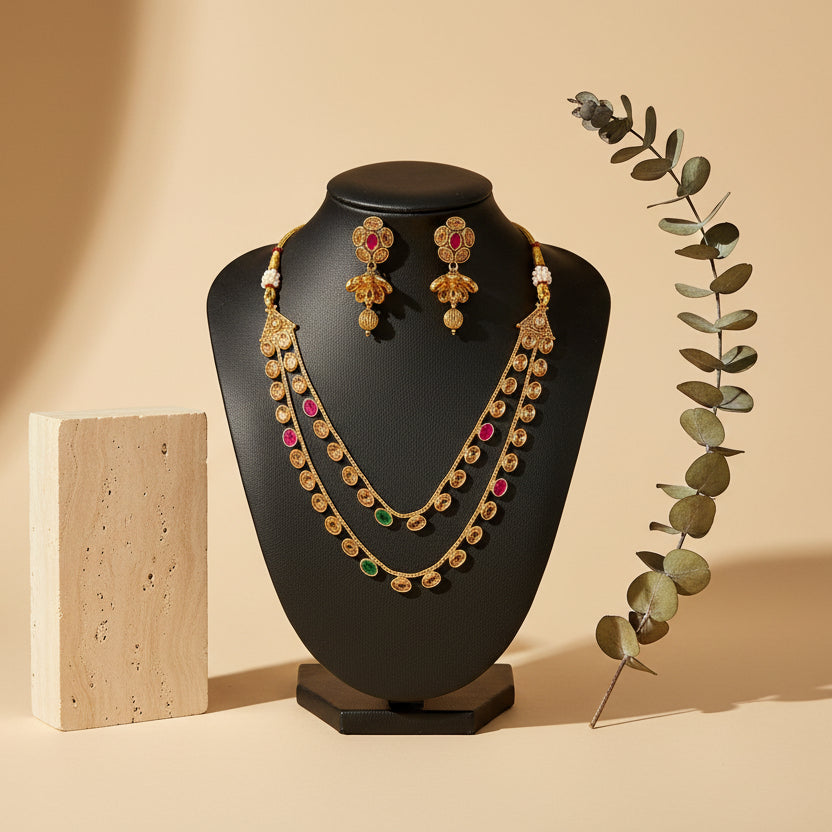 Golden shade Kundan Set With Earrings