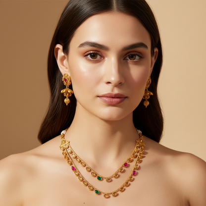 Golden shade Kundan Set With Earrings
