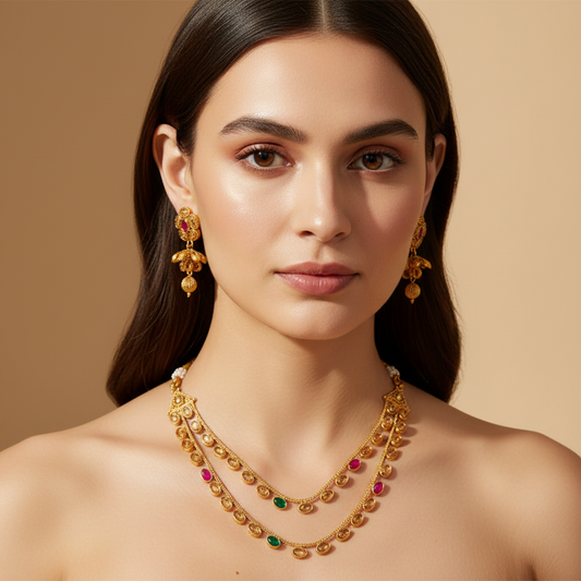 Golden shade Kundan Set With Earrings