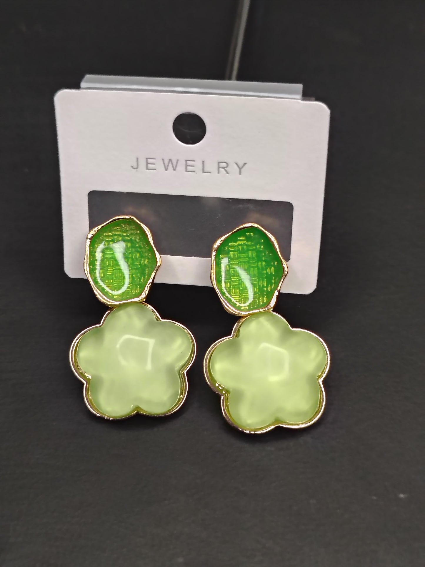 Green Flower Earrings