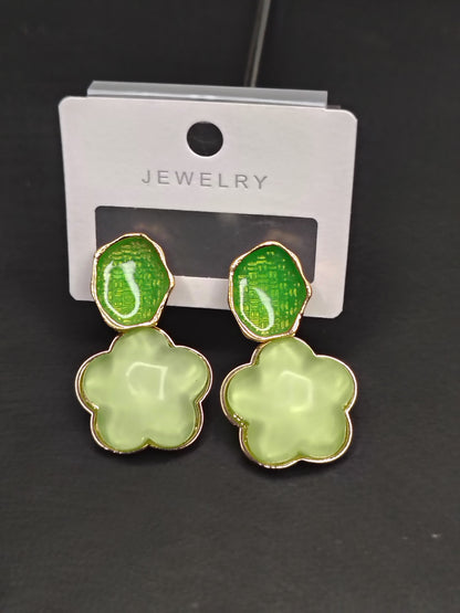 Green Flower Earrings