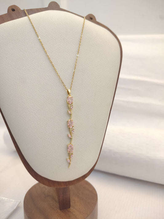 Pink Whimsical Tulip Necklace + 2 Surprise gifts