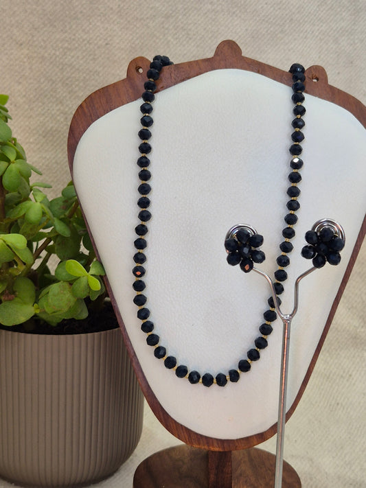 Black Diamond Cut Beads Necklace