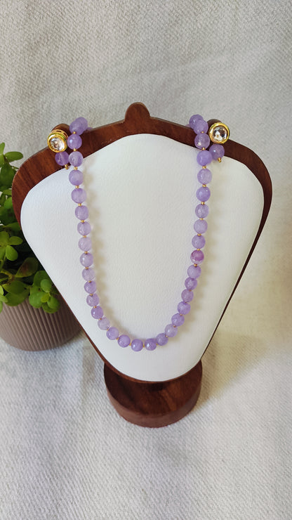 Onyx Delicate Lavender Bead Necklace & Earring Set