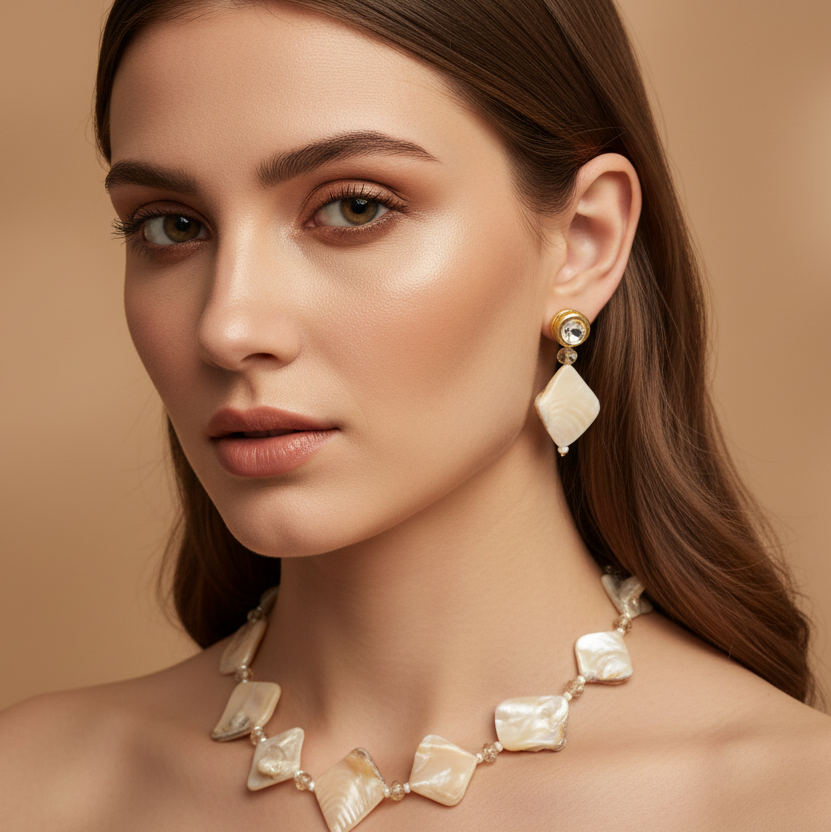 Pearl Shell Necklace & Earring Set