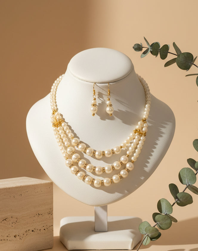 Multi Strand White Pearl Necklace