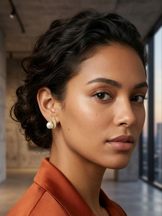 Linear Wave Pearl Studs