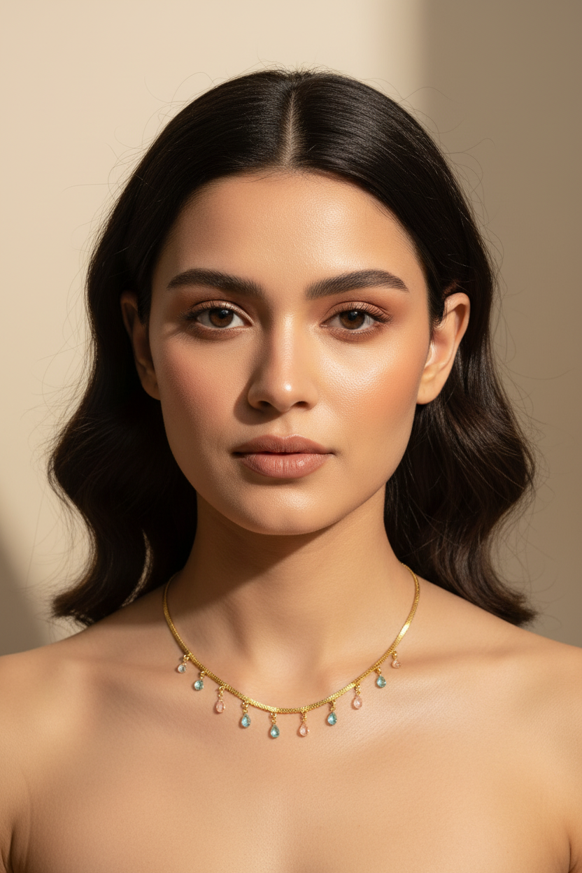 Tiny Oval Necklace Gold Imitation