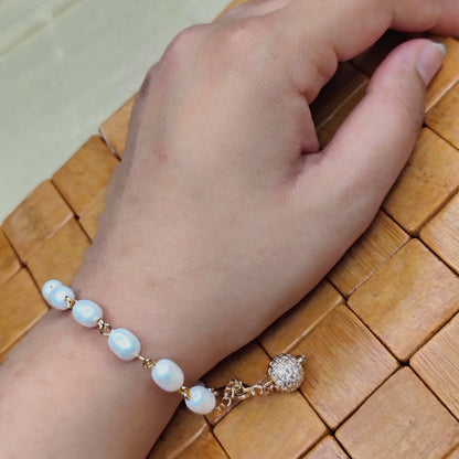 White Pearl Drop Bracelet