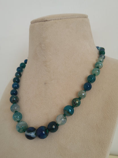 Oceanic Teal & Green Agate Beaded Statement Necklace