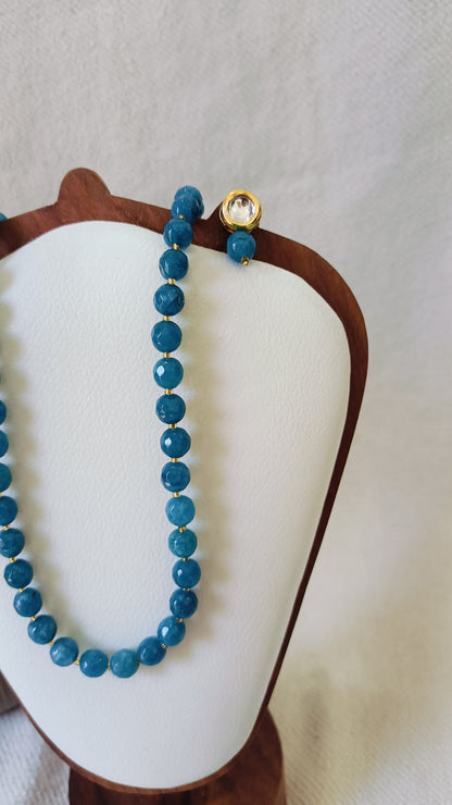 Onyx Elegant Blue Faceted Bead Necklace & Earring Set