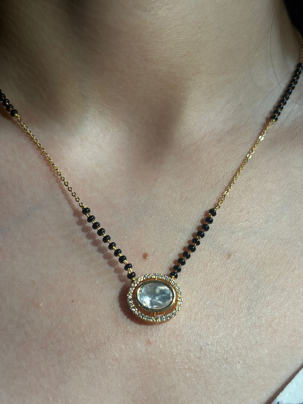 Oval Crystal Mangalsutra