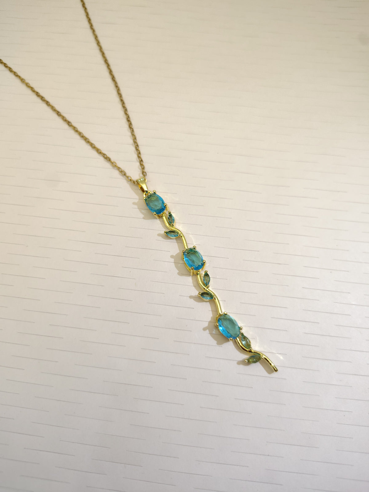 Ocean Blue Whimsical Tulip Necklace + 2 Surprise gifts