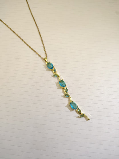 Ocean Blue Whimsical Tulip Necklace + 2 Surprise gifts