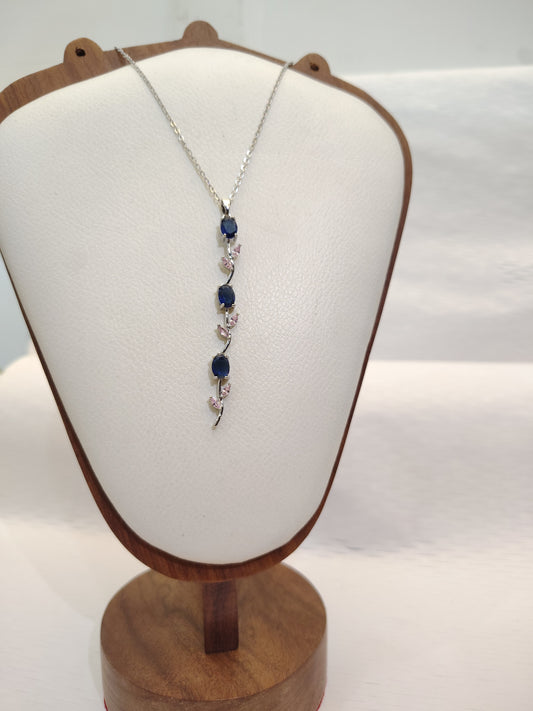 Midnight Blue Pink Whimsical Tulip Necklace + 2 Surprise gifts