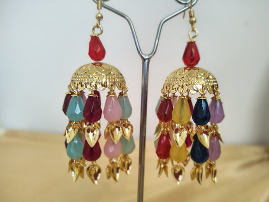 Golden Multicolor Punjabi Jhumka