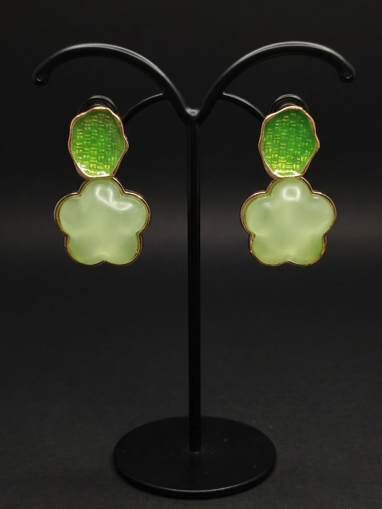Green Flower Earrings