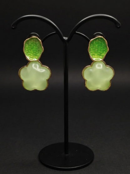 Green Flower Earrings