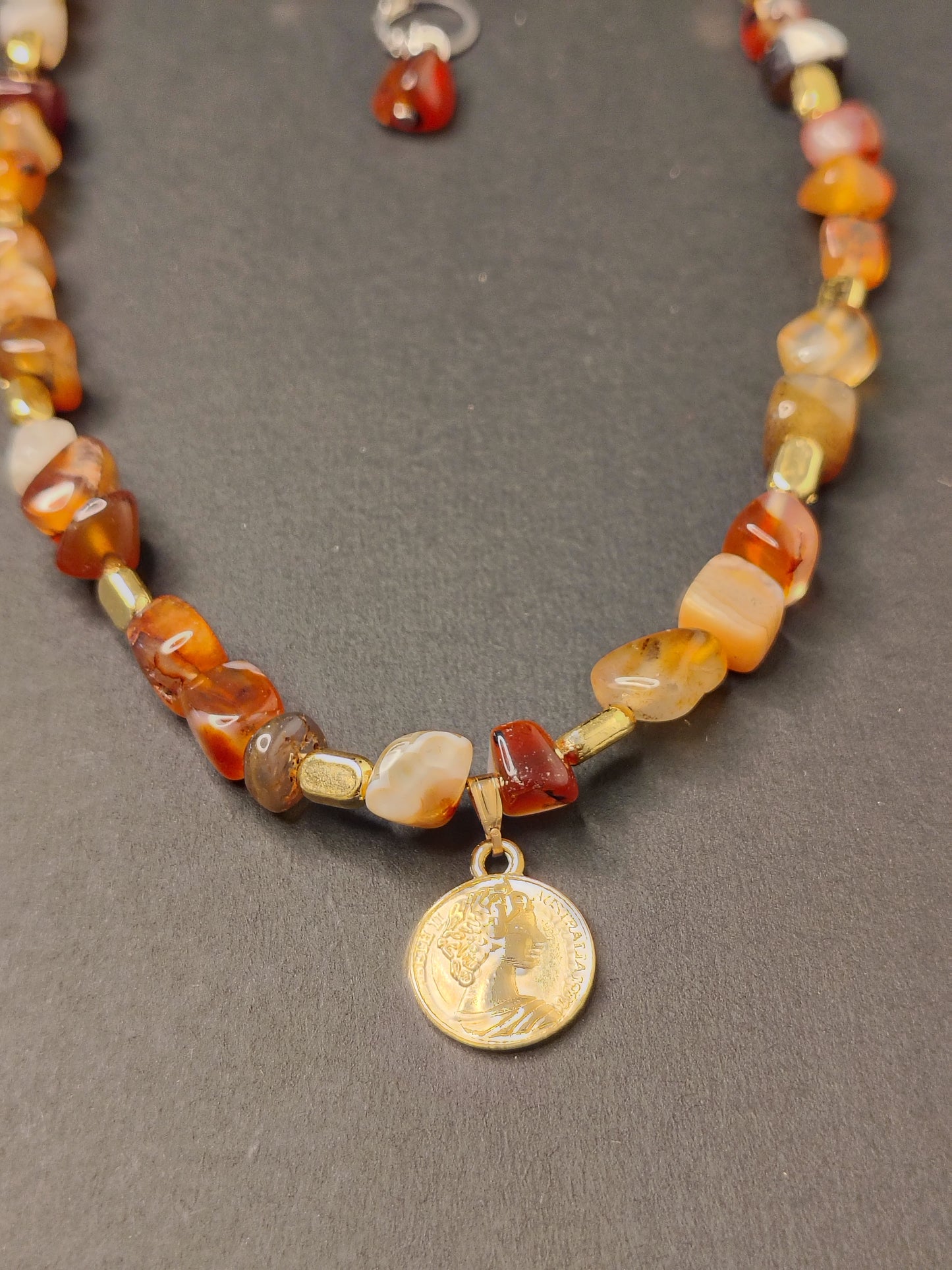Multi colour Stone Look Necklace with Earrings