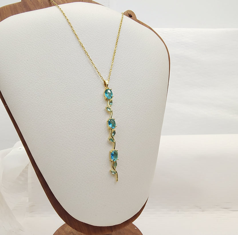 Ocean Blue Whimsical Tulip Necklace + 2 Surprise gifts