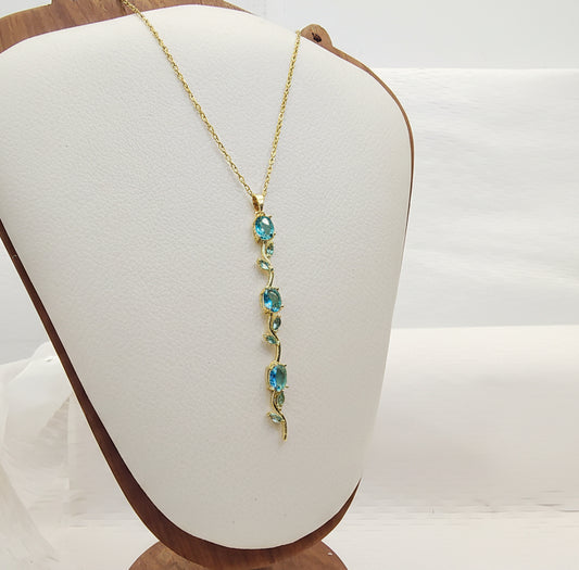Ocean Blue Whimsical Tulip Necklace + 2 Surprise gifts
