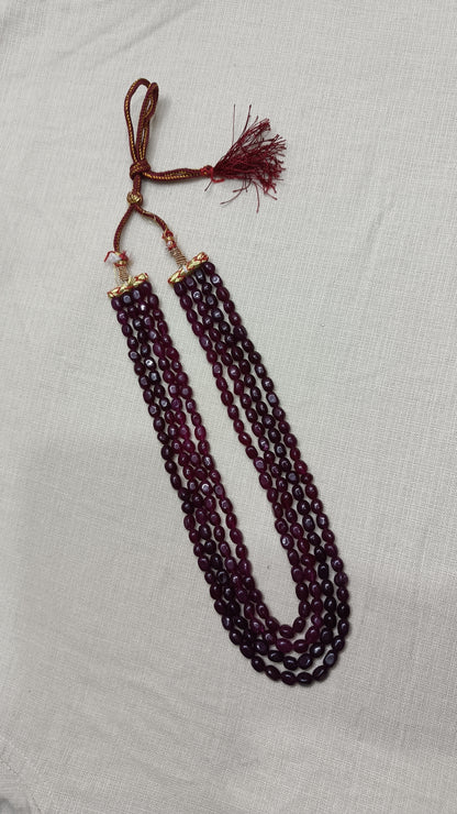 Luxurious Multi-Strand Deep Maroon Bead Necklace