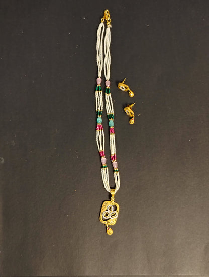 Golden pendent Set With Matching Earrings DB00060