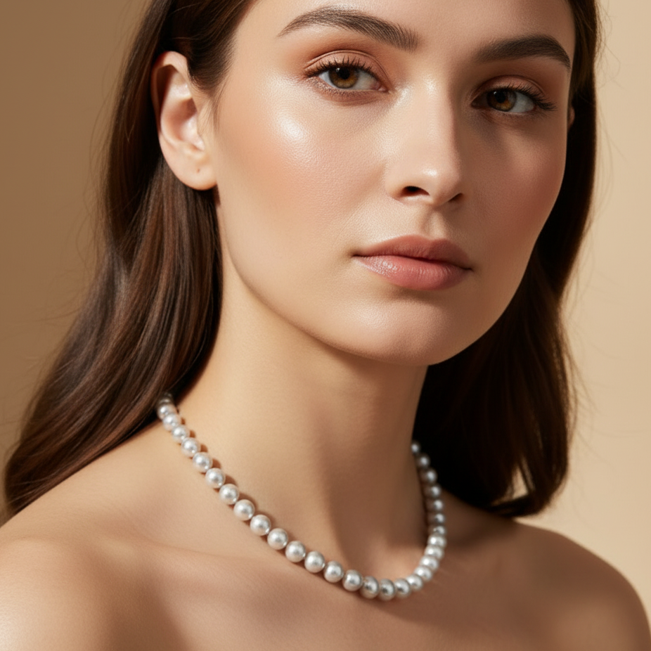 Elegant Mint light Gray Pearl Necklace